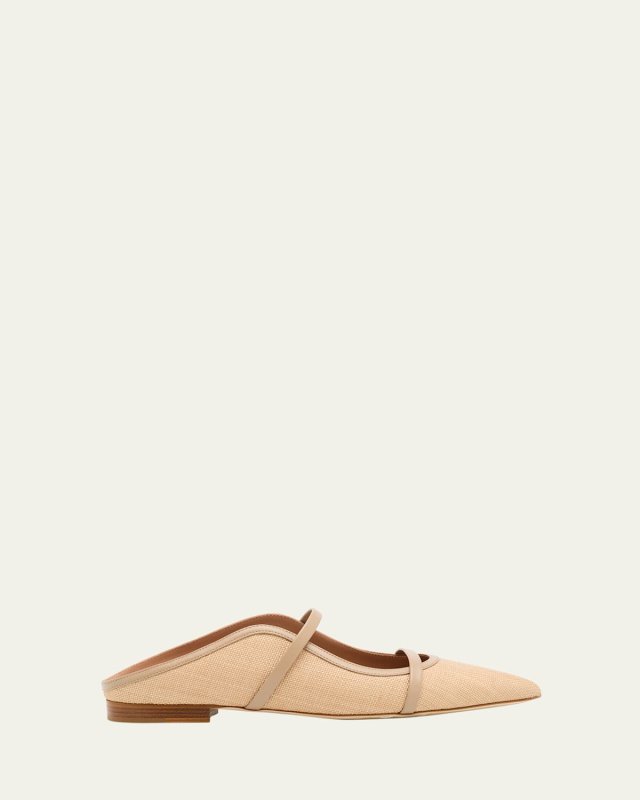 Maureen Raffia Dual-Strap Flat Mules